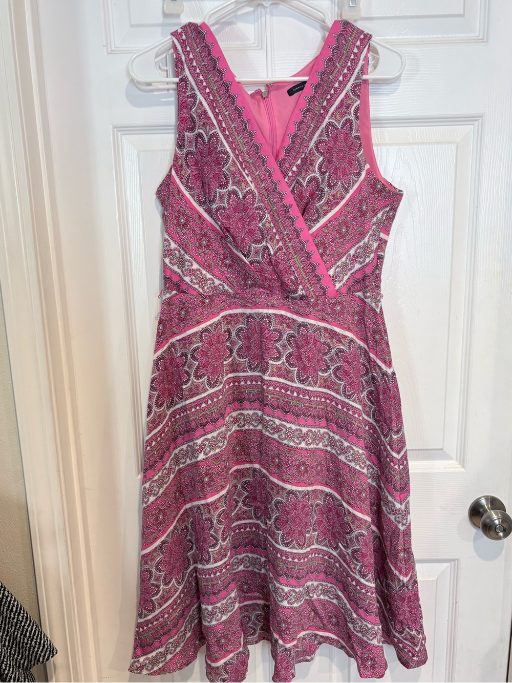 Tommy Hilfiger Pink Floral Sleeveless V-Neck A-Line Dress